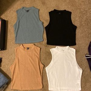 SHEIN 4pcs mock neck rib knit tank top